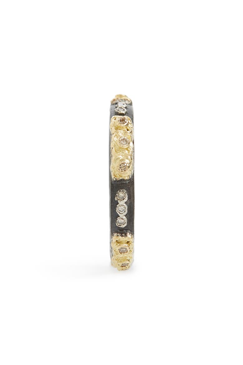 Old World Carved Diamond Stack Ring, Alternate, color, BLACKENED SILVER/ YELLOW GOLD
