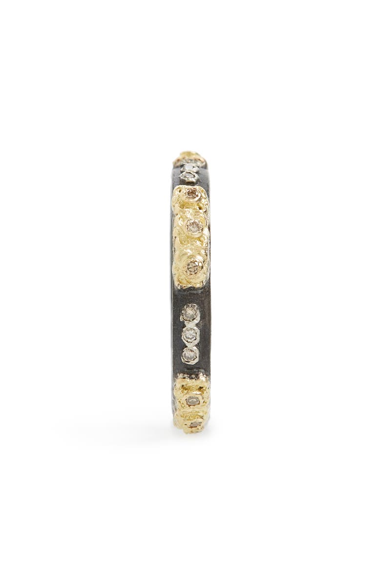 Armenta Old World Carved Diamond Stack Ring, Alternate, color, Blackened Silver/ Yellow Gold
