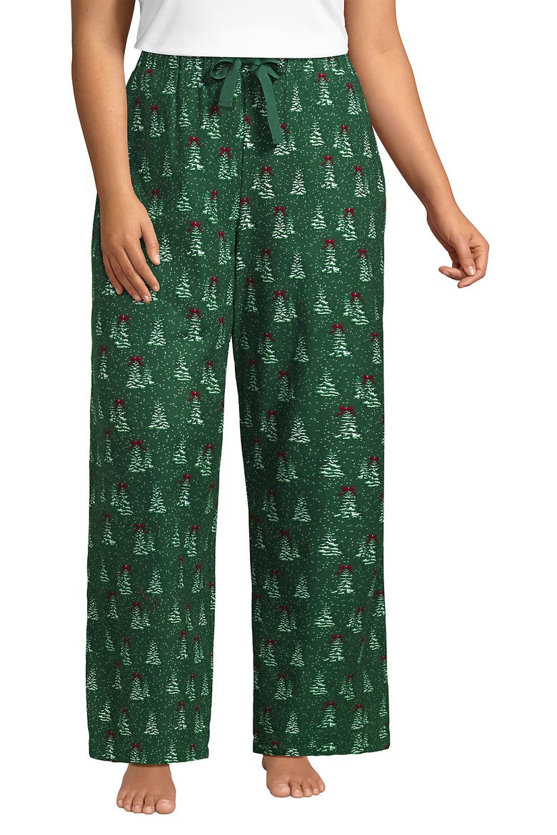 Print Flannel Pajama Pants, Main, color, Light Emerald Snowy Trees