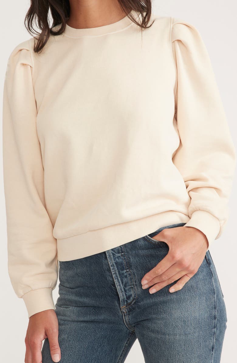 Marine Layer Enya Pleat Sleeve Sweatshirt, Alternate, color, Antique White