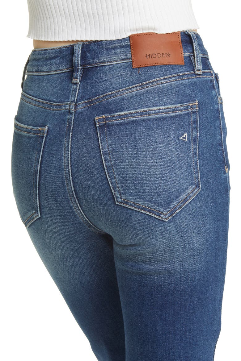 Happi Raw Hem High Waist Crop Flare Jeans, Alternate, color, DARK WASH