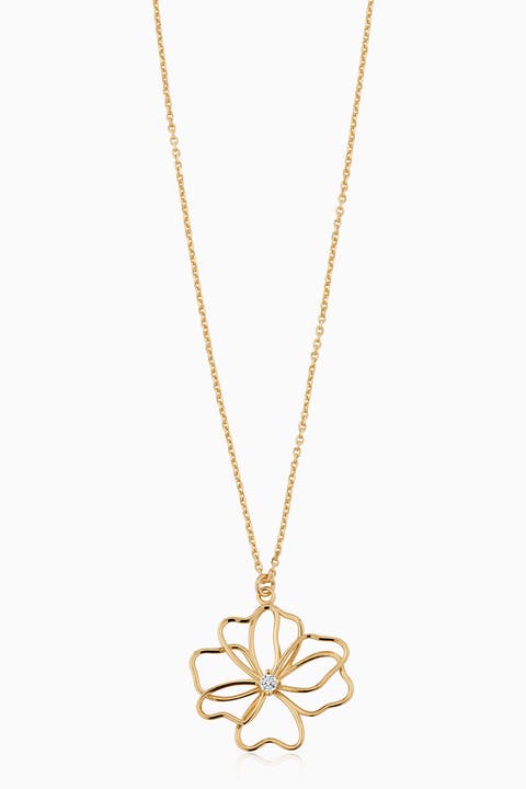 14K Yellow Gold Full Bloom Pendant Necklace