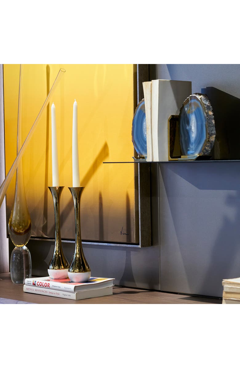ANNA New York Fim Set of 2 Bookends, Alternate, color, Natural Agate Brass