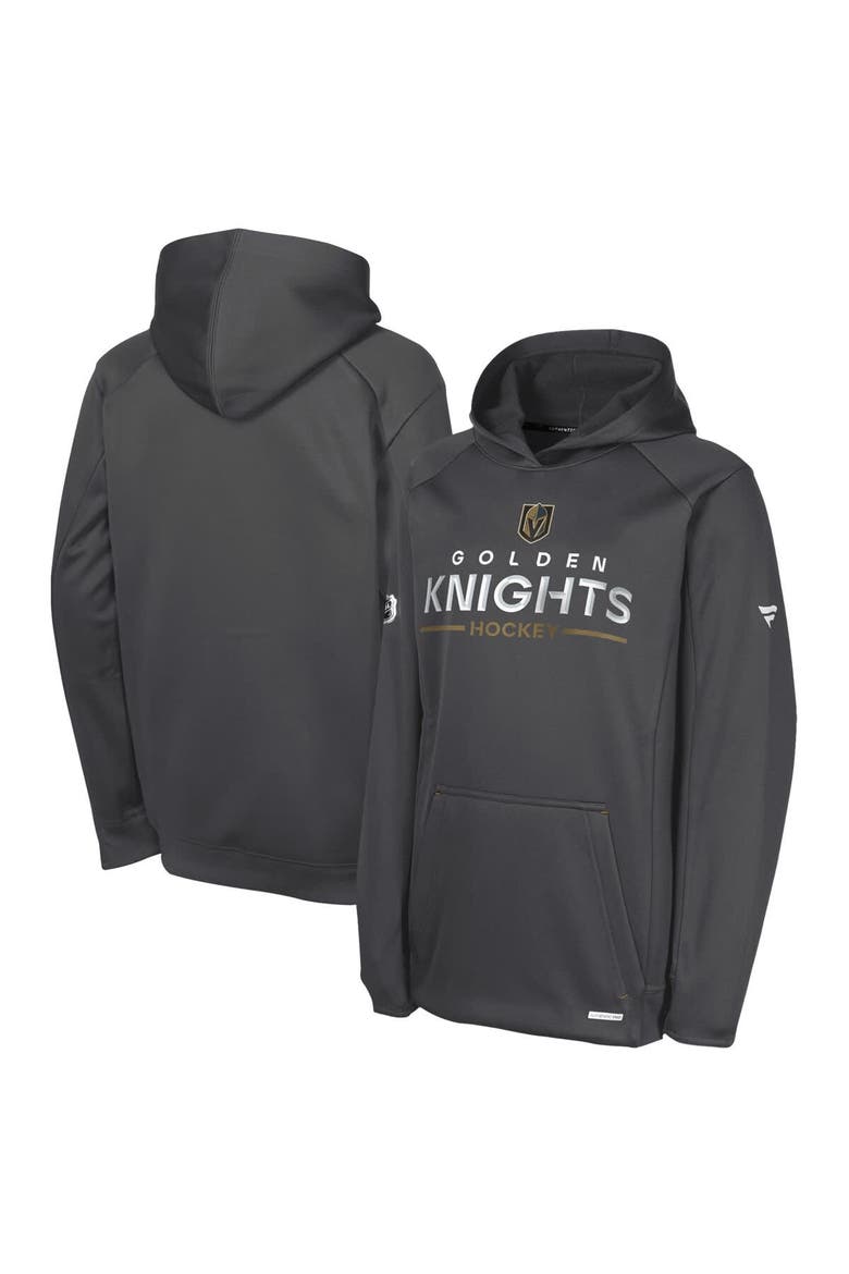 Youth Fanatics Gray Vegas Golden Knights Authentic Pro Rink Raglan Hoodie, Main, color, Gray