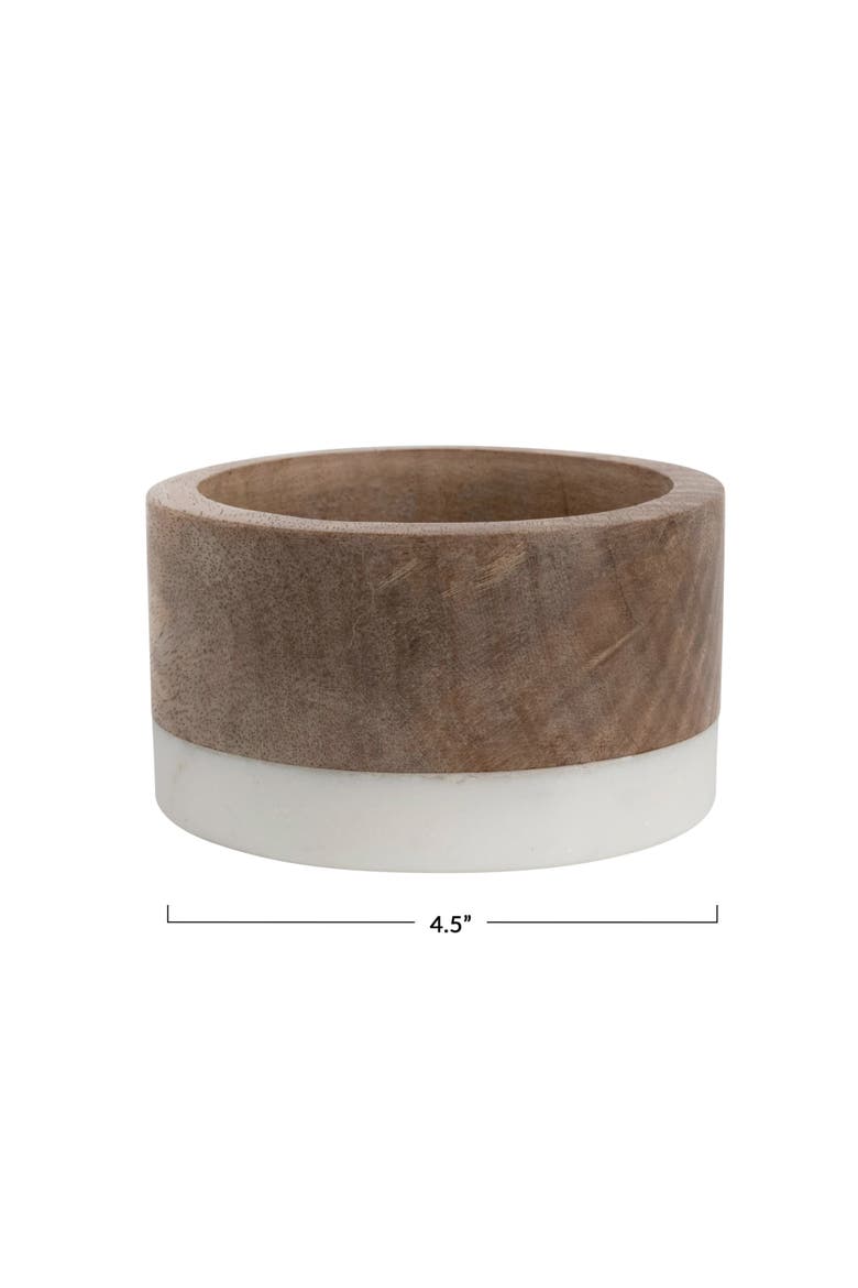 Mango Wood and Marble Bottle Holder, Alternate, color, Brown