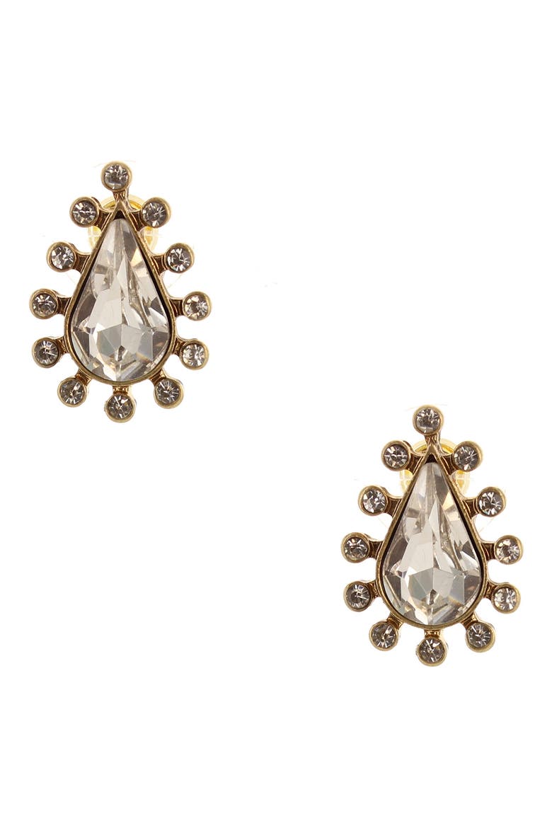 Christa Teardrop Earrings, Main, color, GOLD / CLEAR