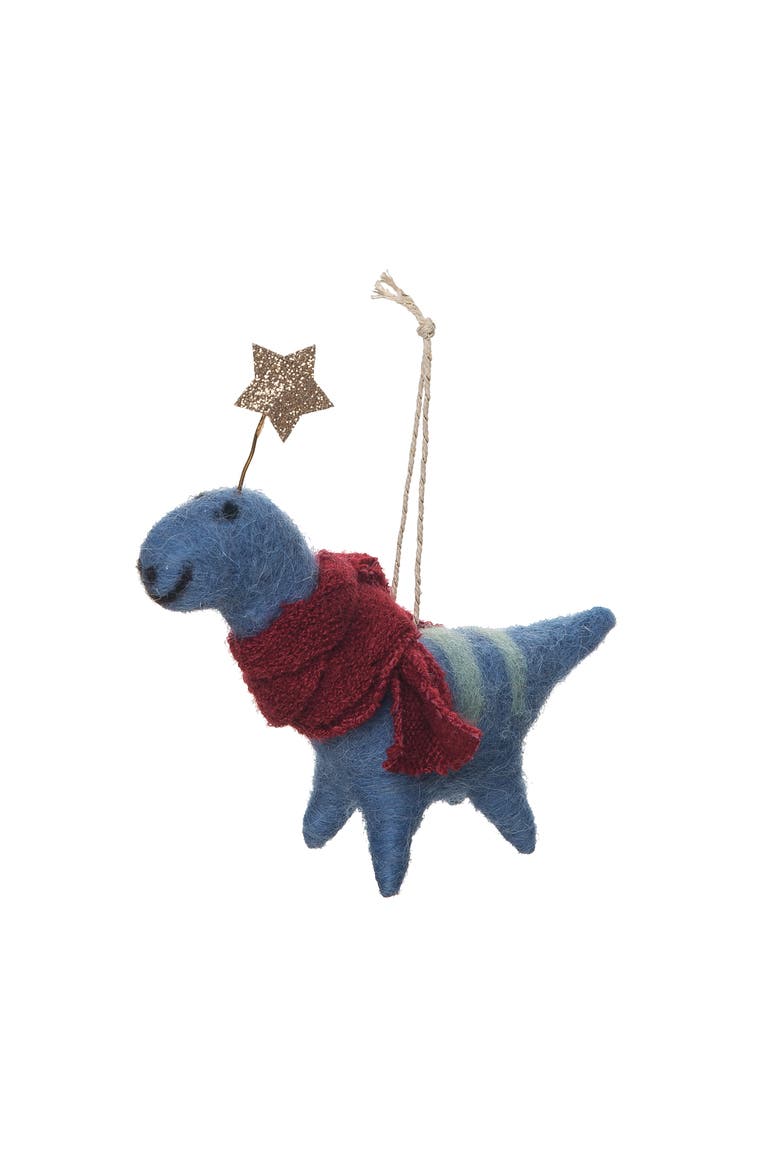 Blue Dinosaur With Scarf Ornament, Main, color, Blue