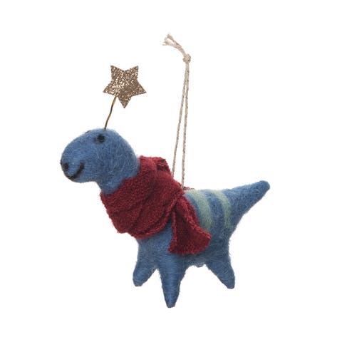 Blue Dinosaur With Scarf Ornament