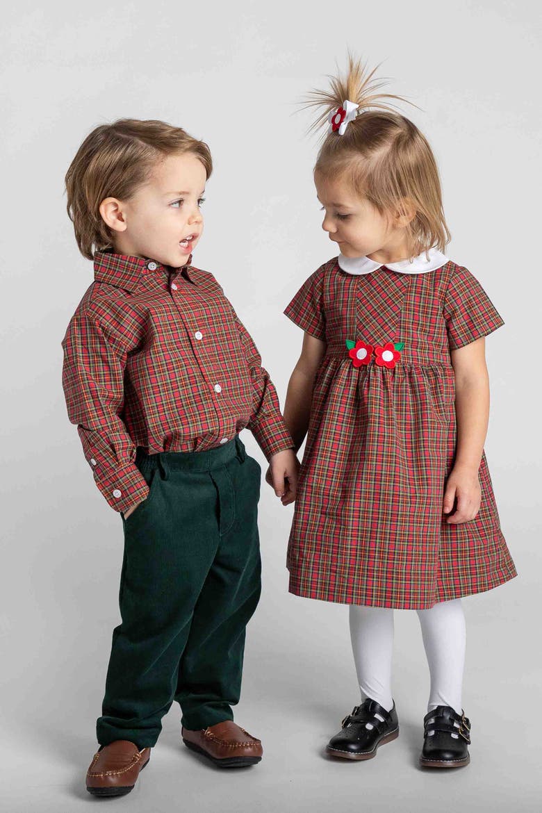 Plaid Button Down Shirt, Alternate, color, Red, Green