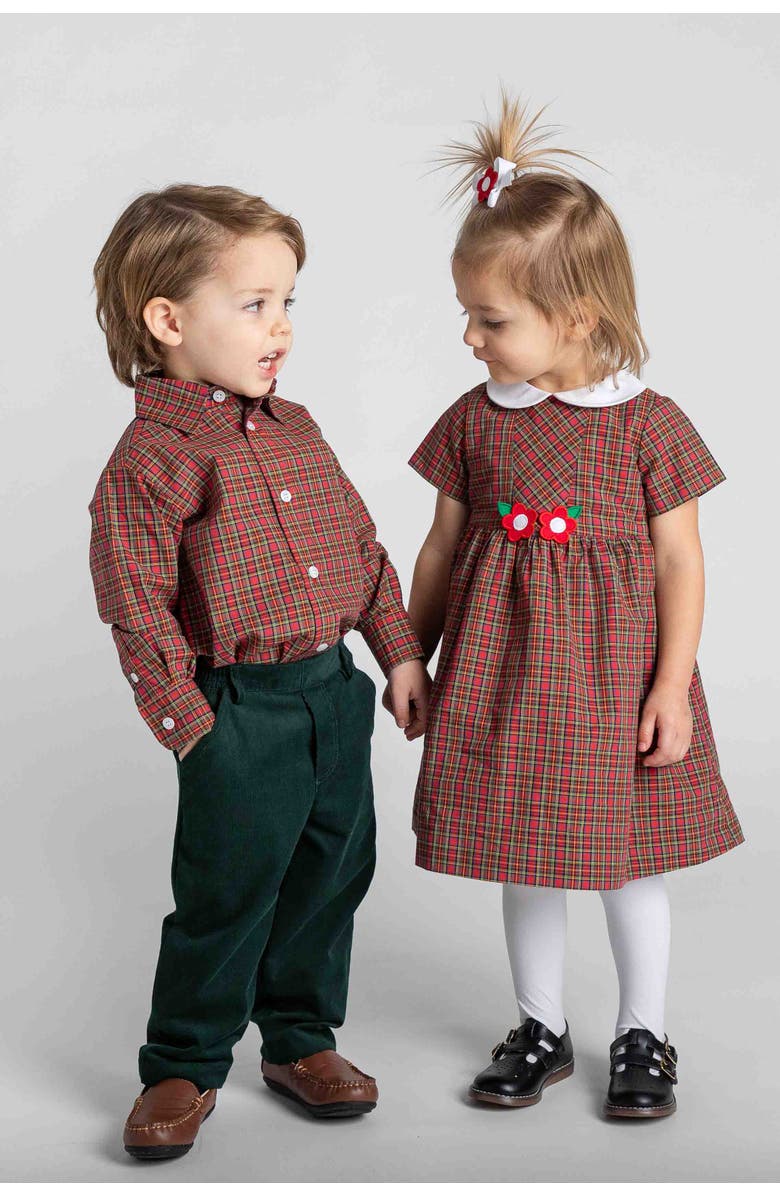 Florence Eiseman Plaid Button Down Shirt, Alternate, color, Red, Green