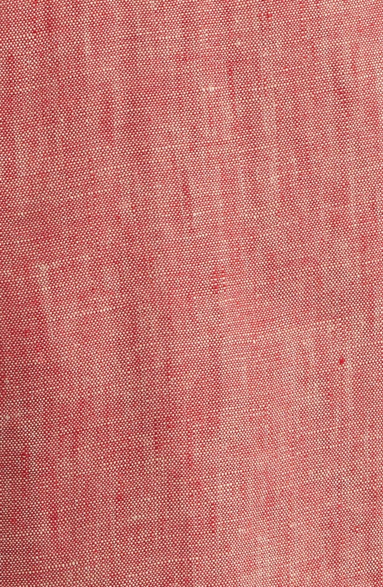 Berle Flat Front Slub Linen Chambray Dress Pants, Alternate, color, Red