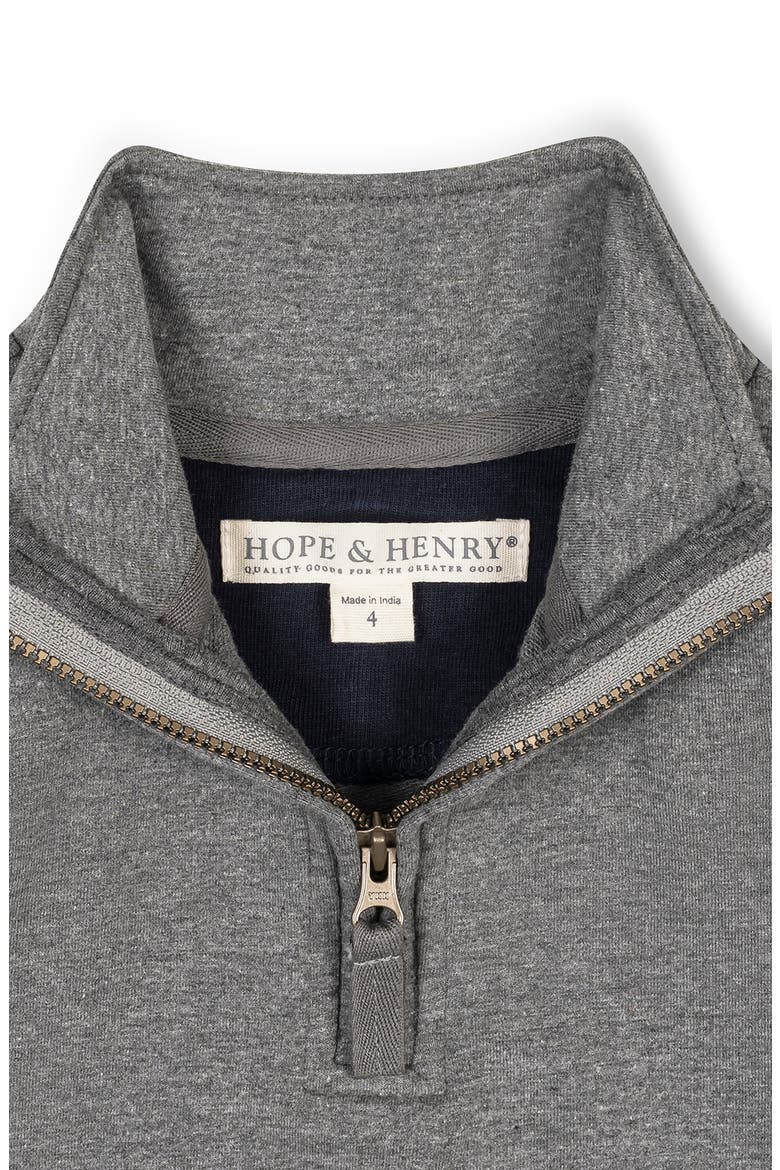 Kids' Organic French Terry Half-Zip Kanga Pullover, Alternate, color, Dark Gray Heather