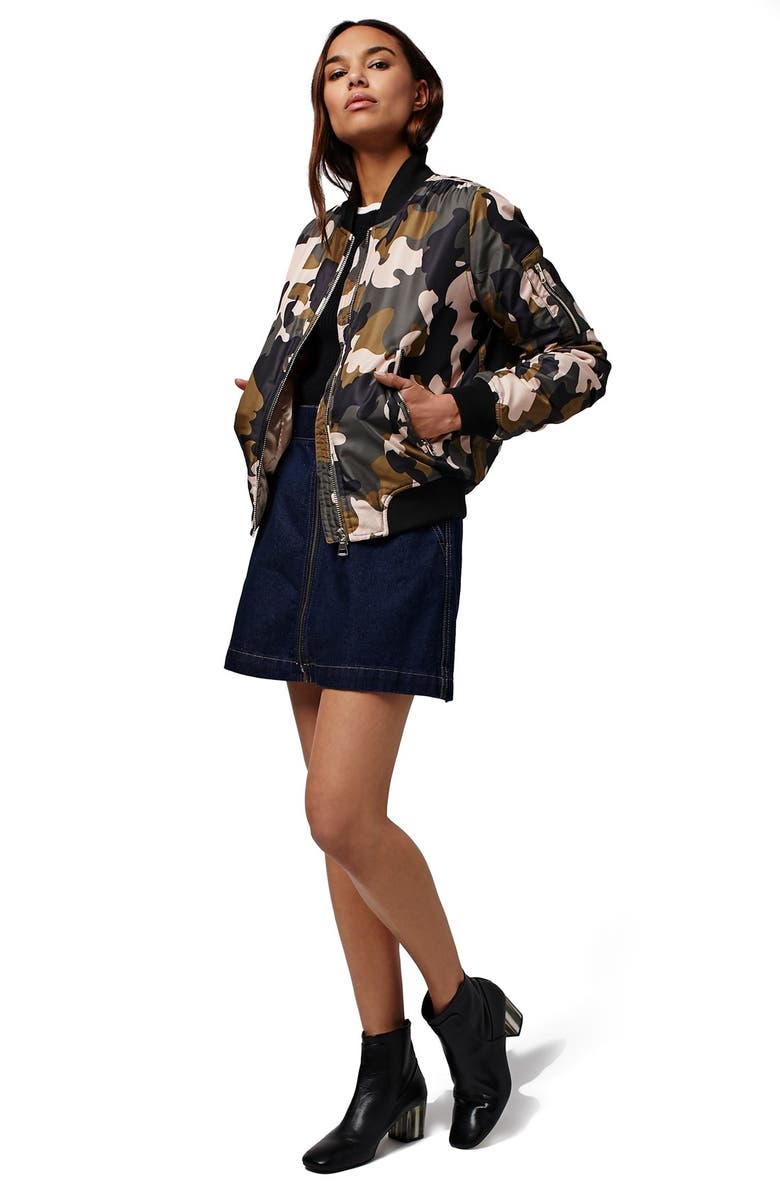 Topshop Camo MA1 Bomber Jacket, Alternate, color,