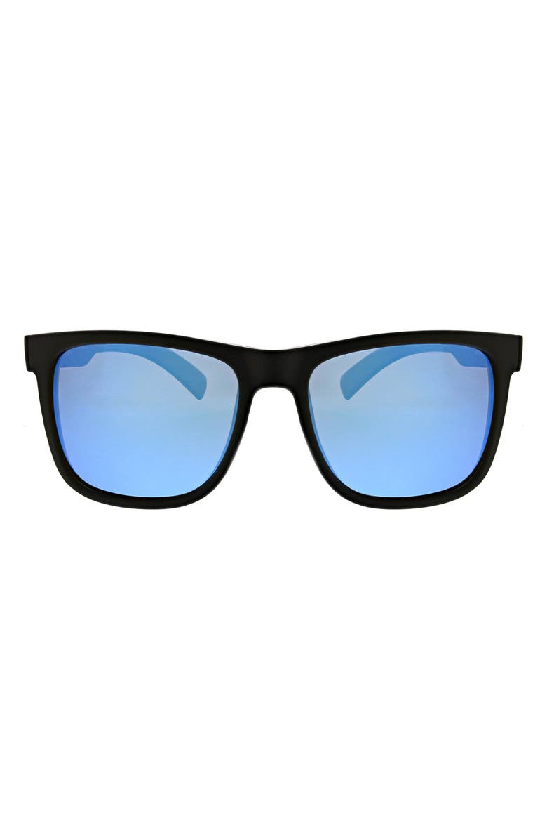 Hurley 56mm Polarized Square Sunglasses, Main, color, Matte Black/Blue