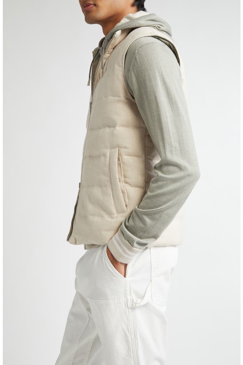 Reversible Linen Down Puffer Vest, Alternate, color, 02-07 SAND AND SAGE