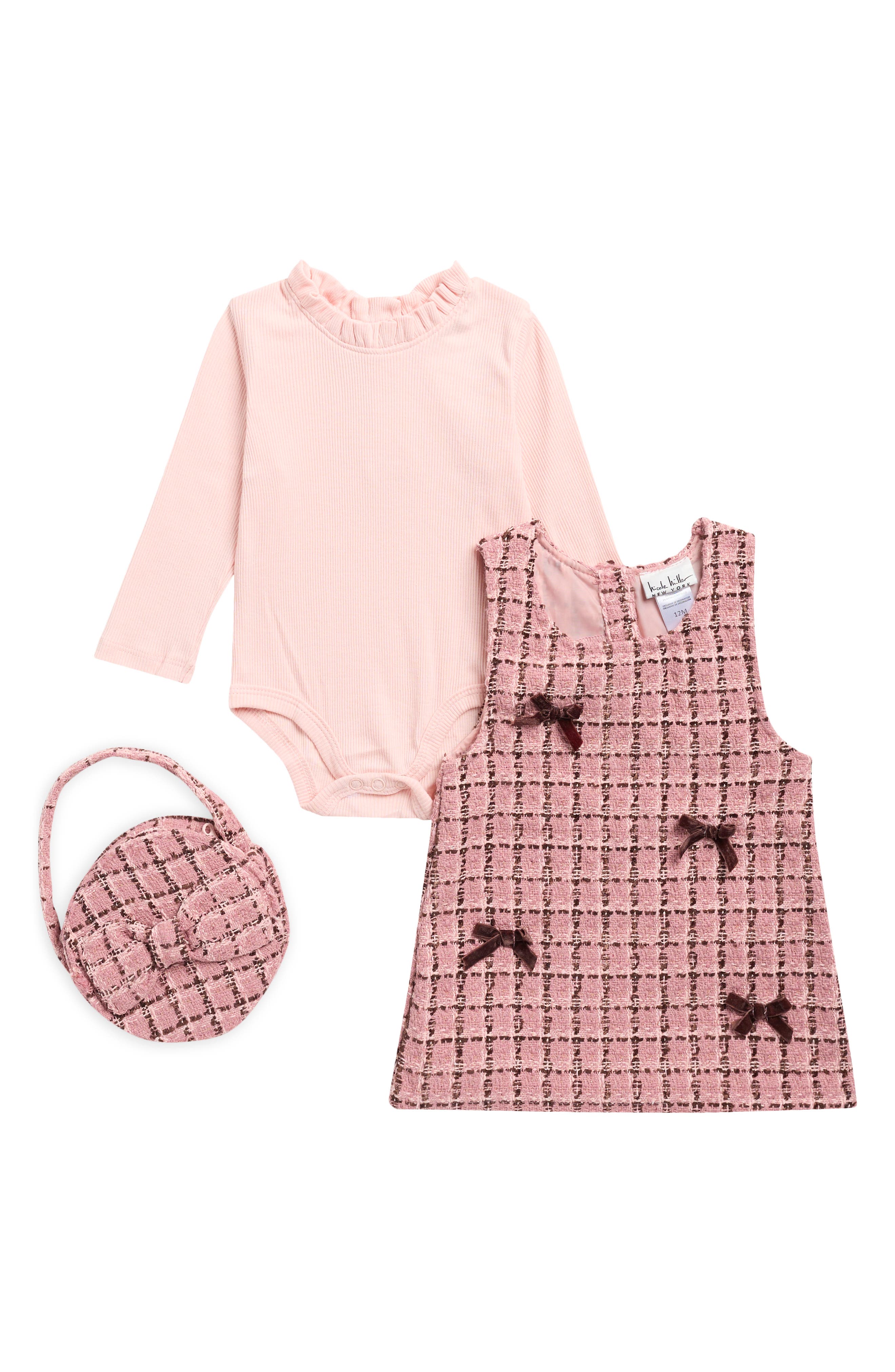 Tweed Jumper Dress, Bodysuit & Handbag Set