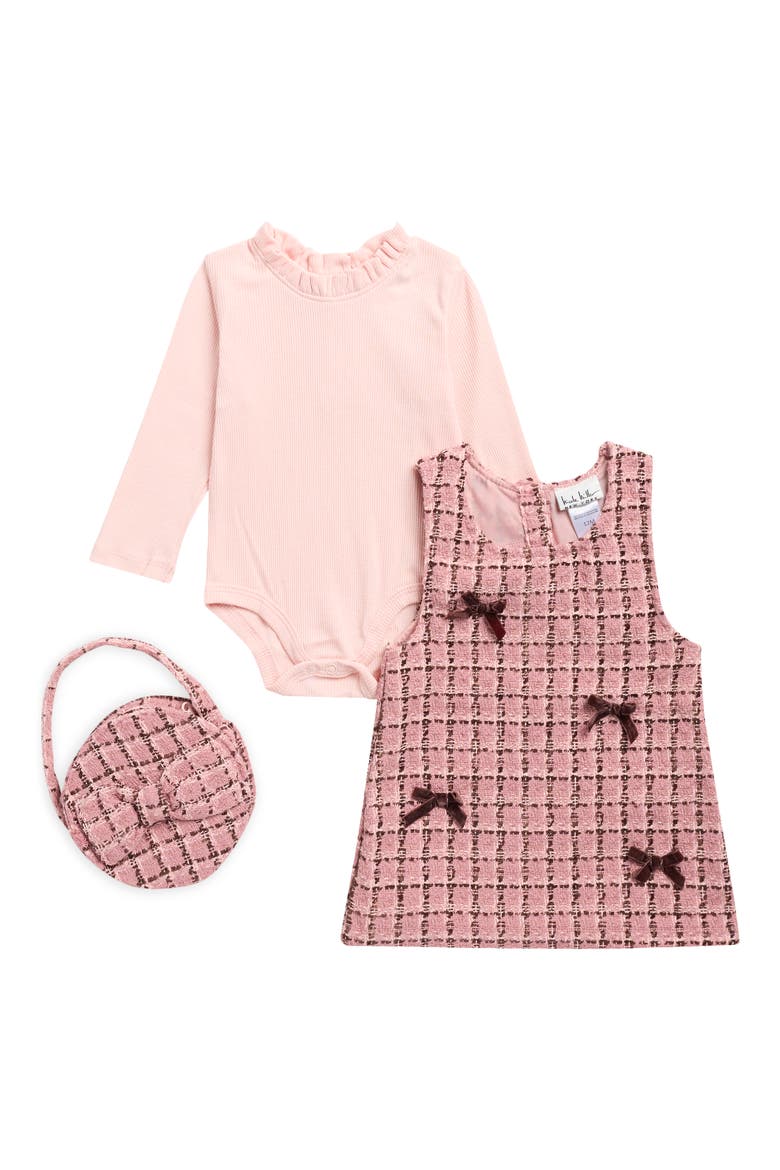 Tweed Jumper Dress, Bodysuit & Handbag Set, Main, color, CAPPUCCINO