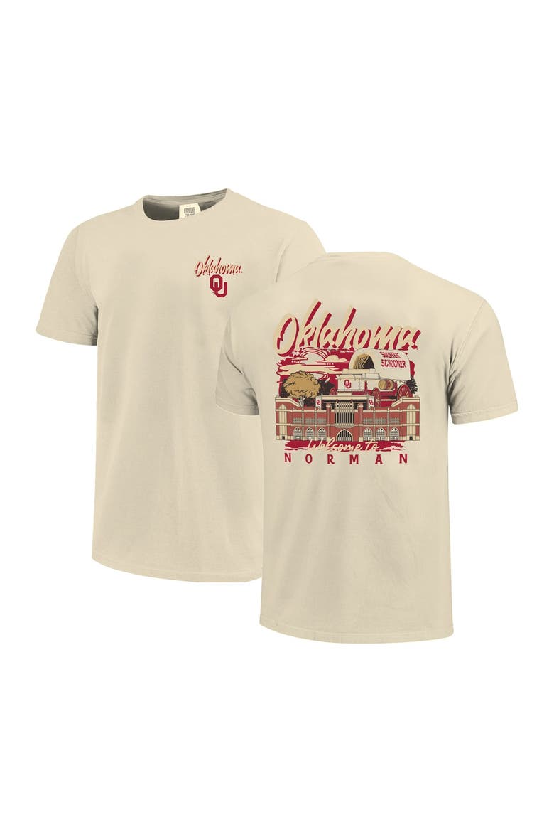 Men's Image One  Natural Oklahoma Sooners Comfort Colors Hand-Drawn Campus Stack T-Shirt, Main, color, Natural