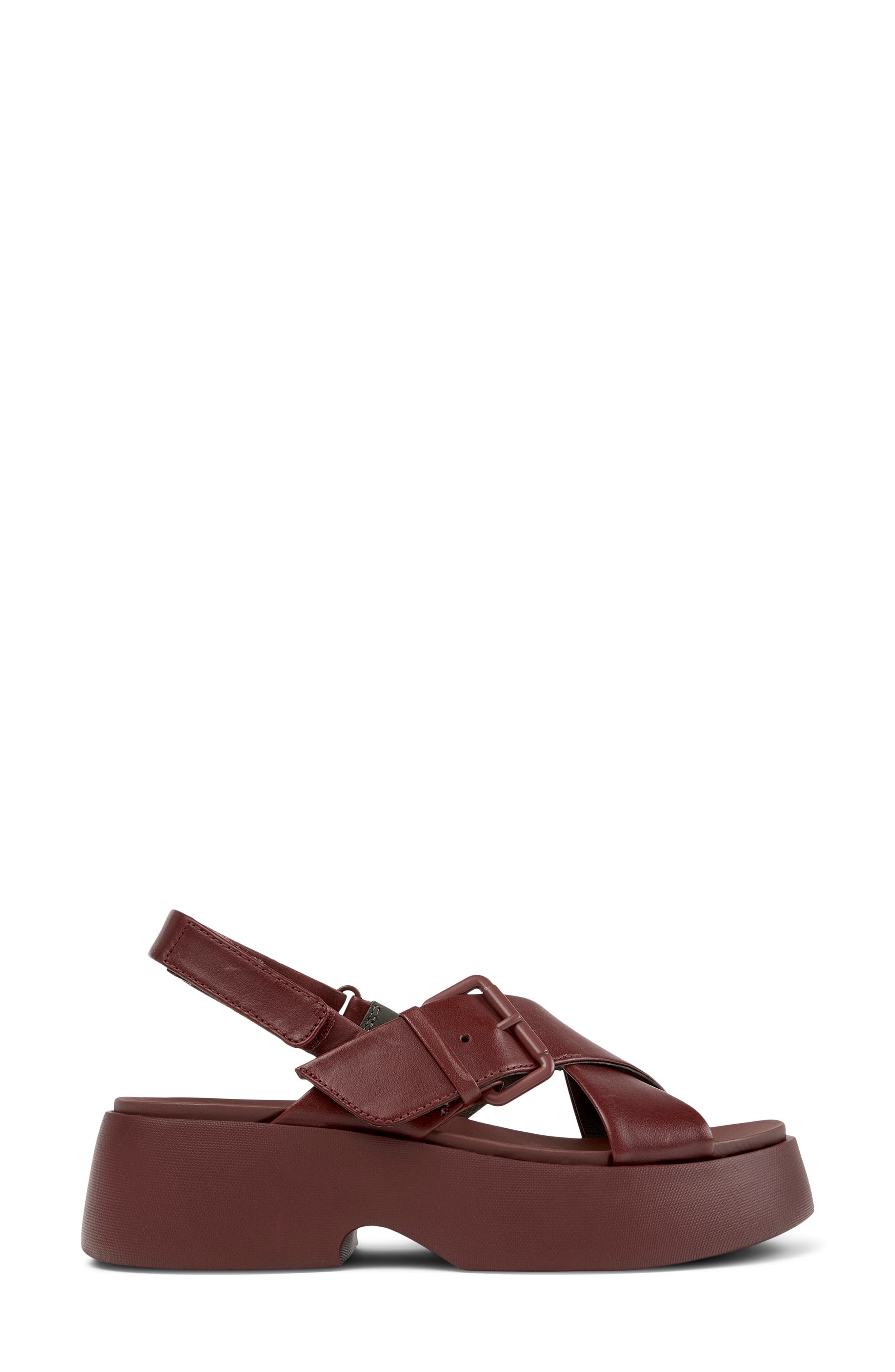 Camper Tasha Crisscross Platform Sandal, Alternate, color, Burgundy