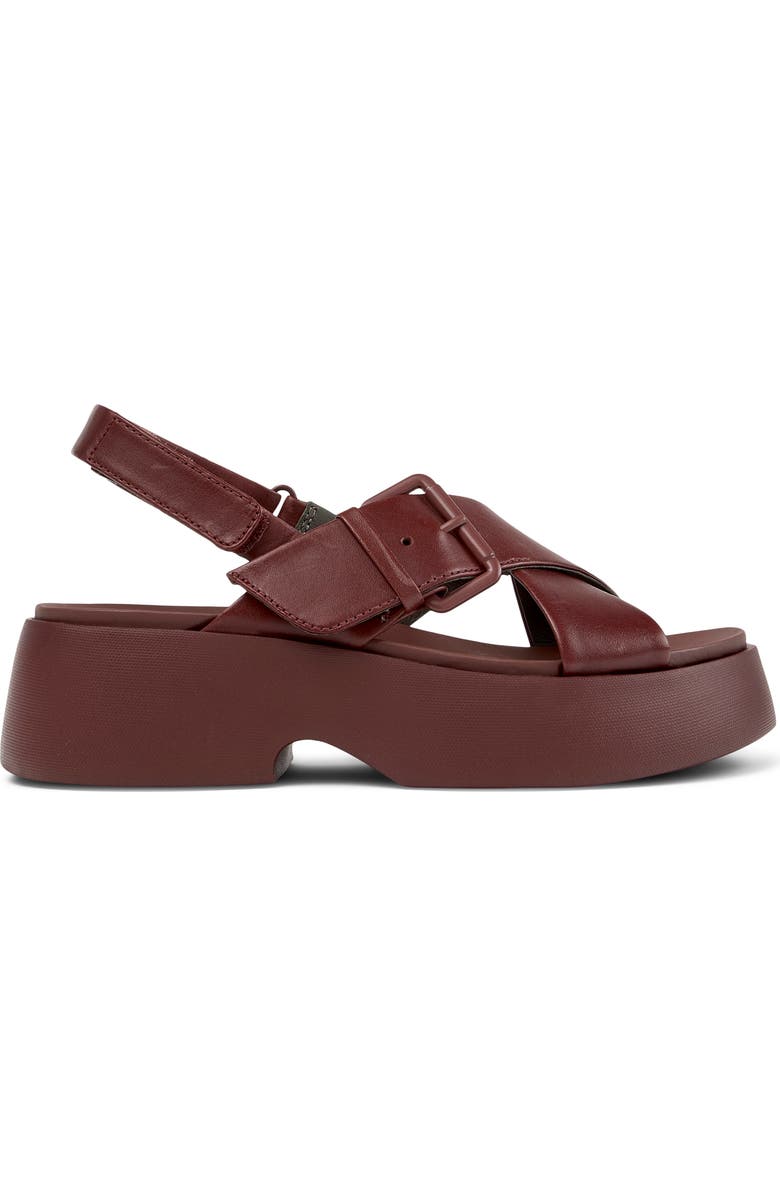 Camper Tasha Crisscross Platform Sandal, Alternate, color, Burgundy