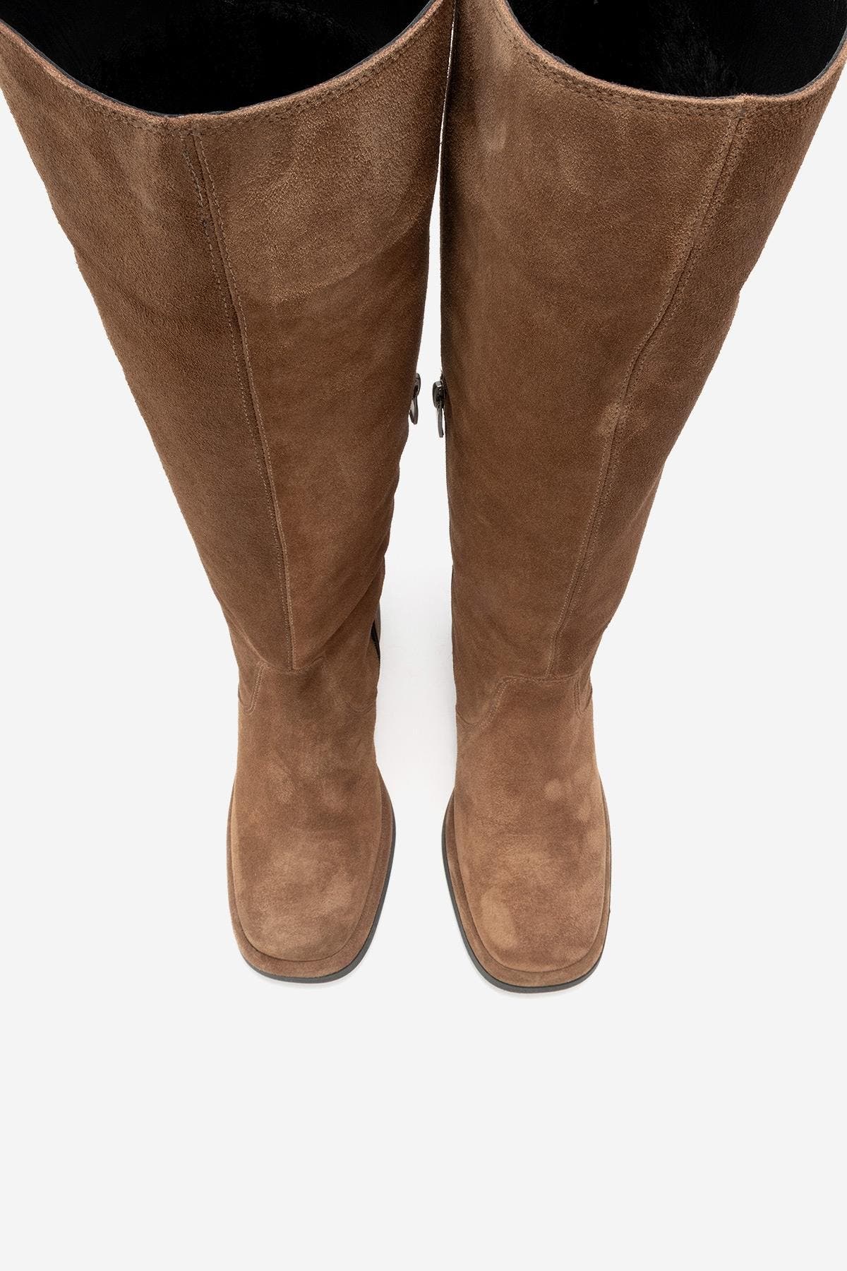 Fros Leather Knee High Boot, Alternate, color, Cognac Suede
