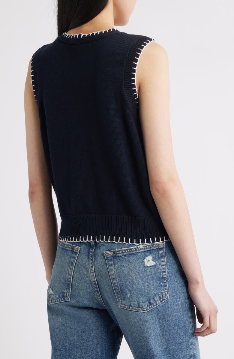 Rails Annika Vest, Alternate, color, Navy White Blanket Stitch