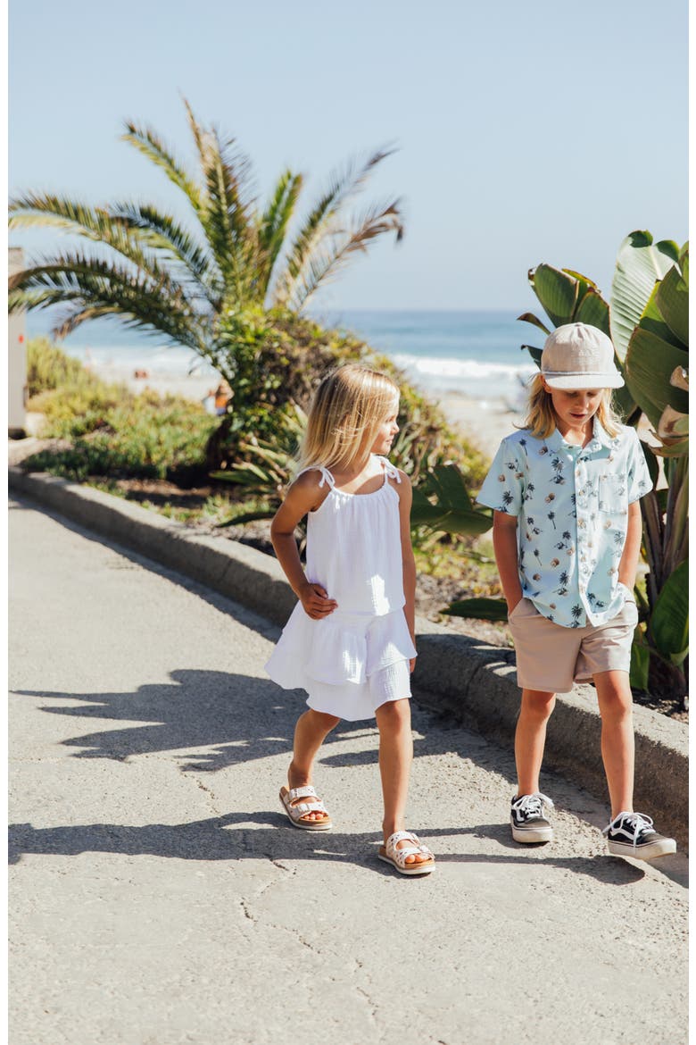 Kids' Coconut Print Short Sleeve Button-Up Shirt, Alternate, color, SURF SPRAY