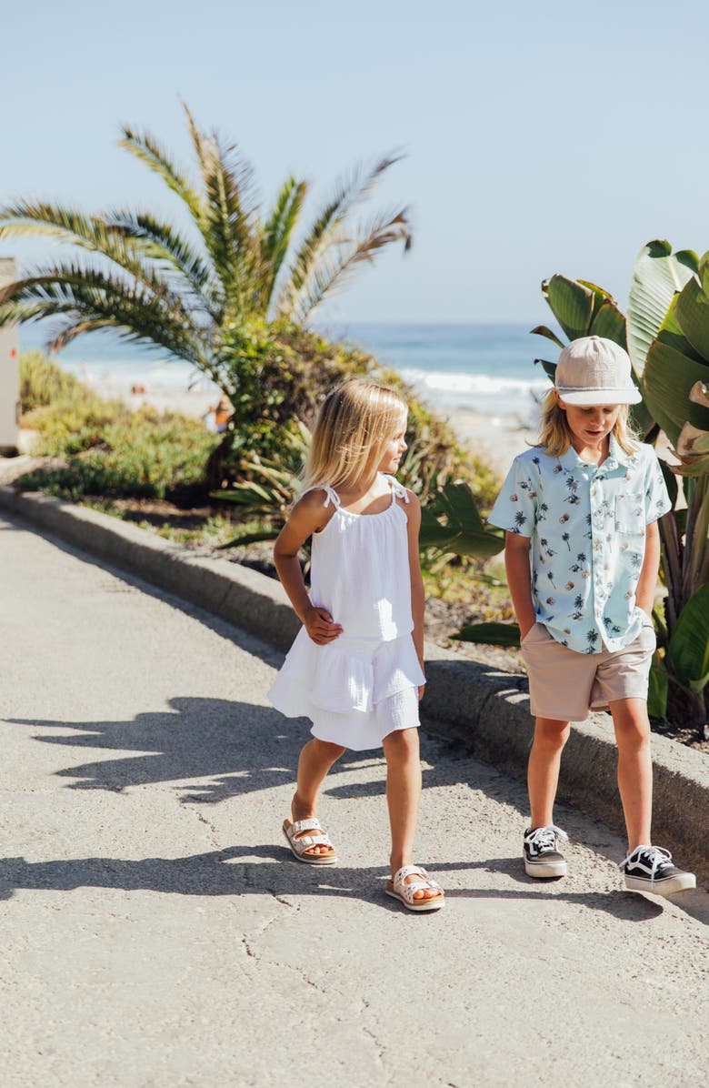 Feather 4 Arrow Kids' Coconut Print Short Sleeve Button-Up Shirt, Alternate, color, Surf Spray