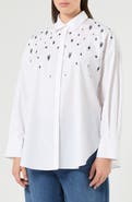 Marina Rinaldi Beaded Long Sleeve Poplin Shirt