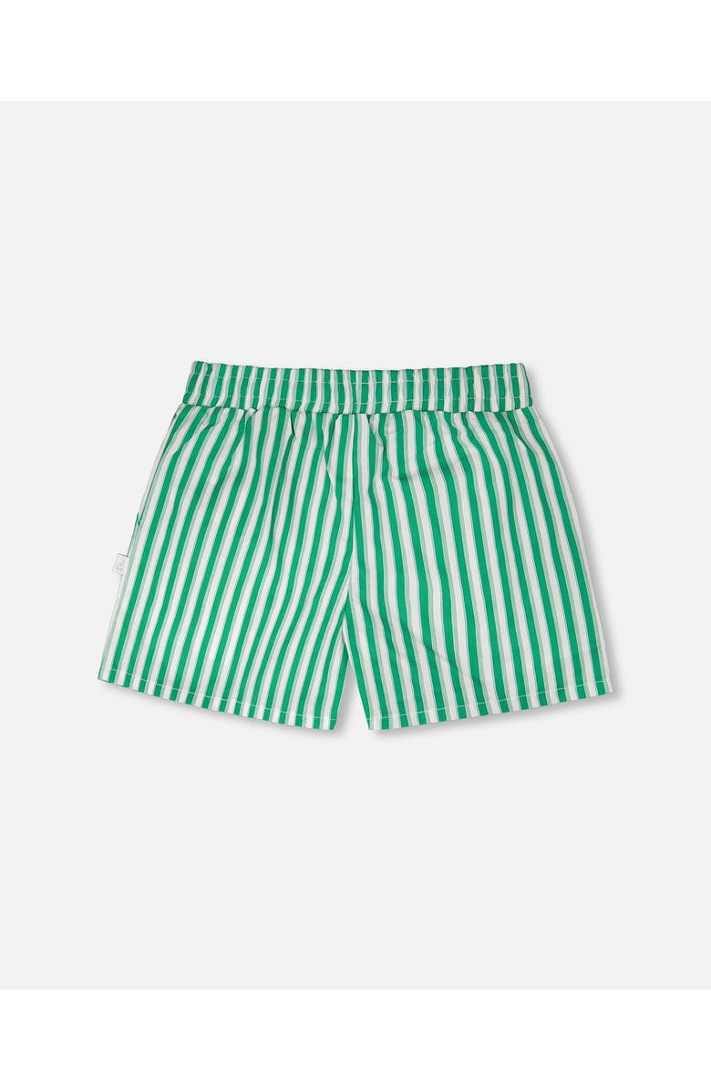 Deux par Deux Elastic Waist Slant Pockets Striped Shorts, Alternate, color, Green Stripes