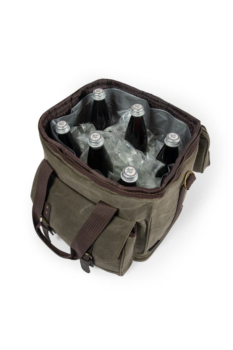 Weekender with Trolley - 6 Bottle Wine Bag, Alternate, color, Khaki Green with Brown Accents