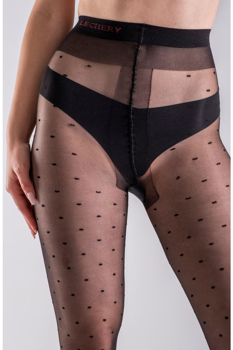 Polka Dot Tights, Alternate, color, BLACK