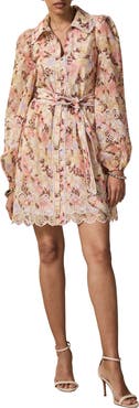 MINT VELVET Floral Print Scallop Hem Mini Dress