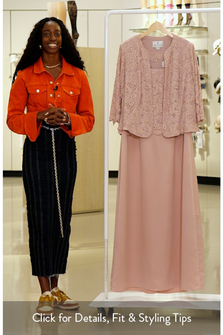 Embroidered Lace Mock Two-Piece Gown with Jacket video