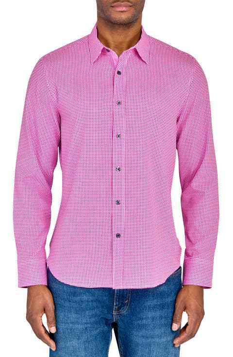 Gingham Long Sleeve Button Front Shirt