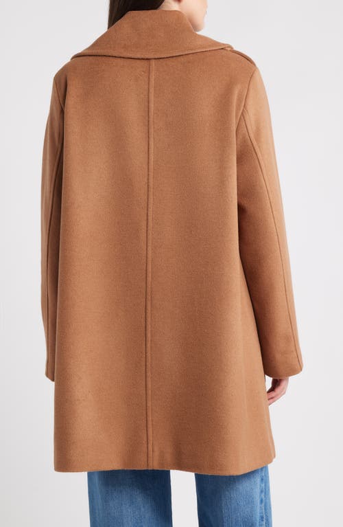 Bernardo Buckle Detail Melton Wool Blend Coat In Brown