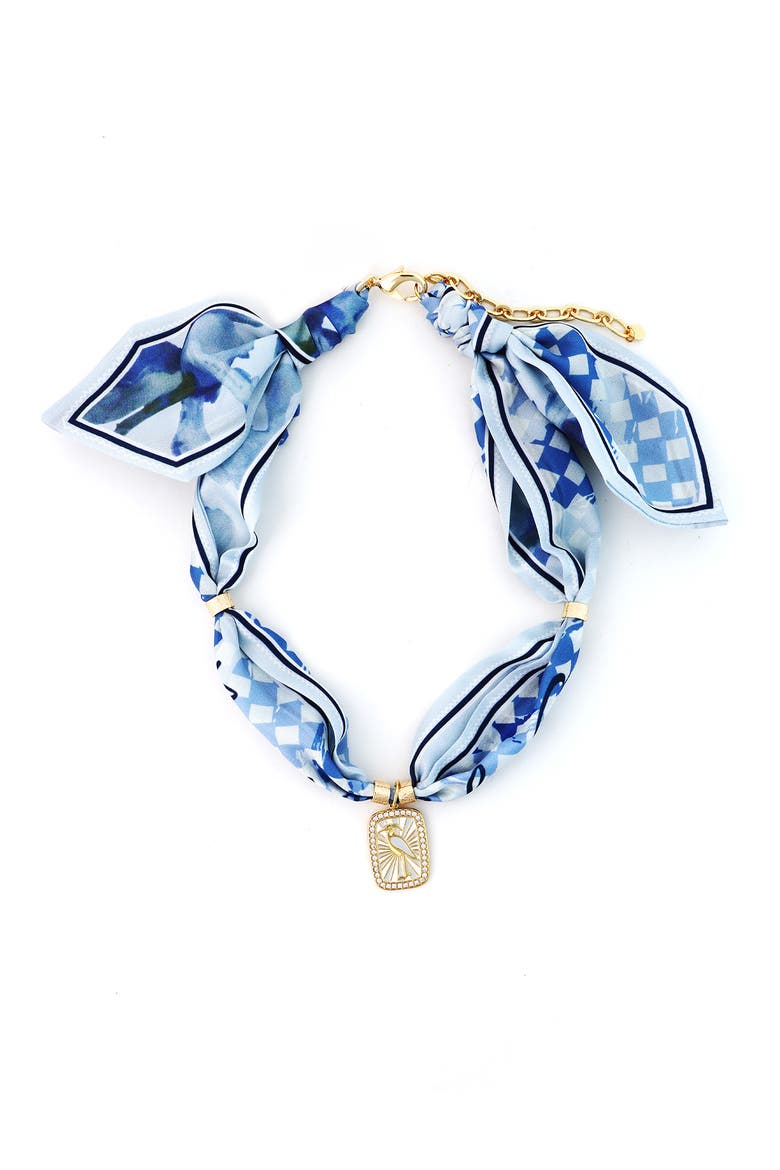 Scarf Pendant Necklace, Main, color, BLUE