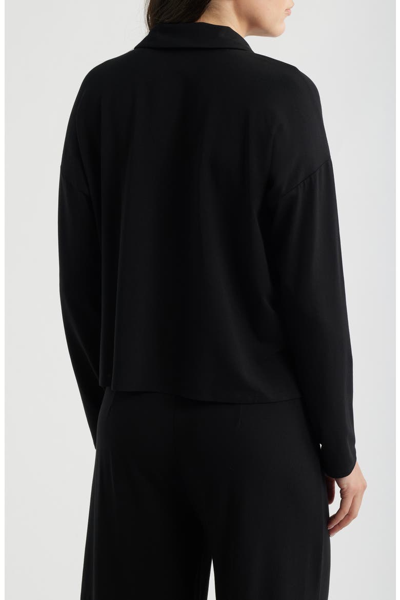 Boxy Henley Jersey Top, Alternate, color, BLACK