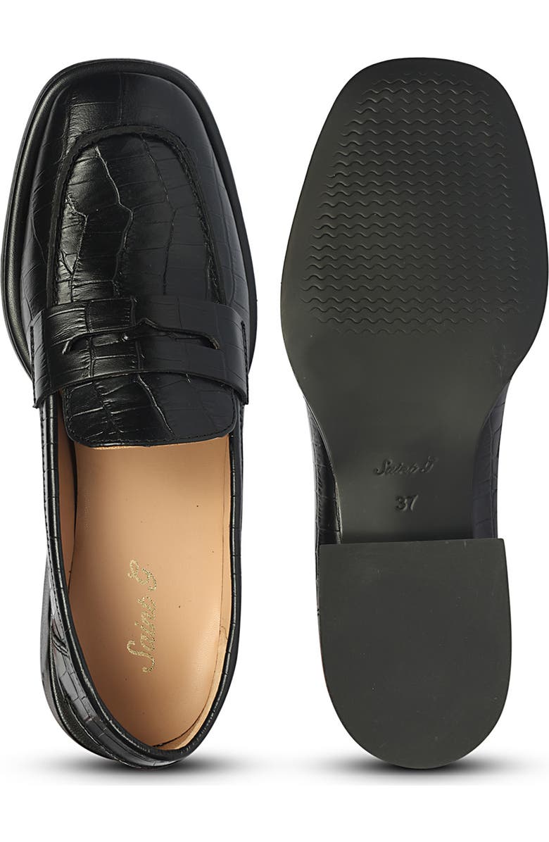SAINT G Carla Croc Embossed Loafer, Alternate, color, Black