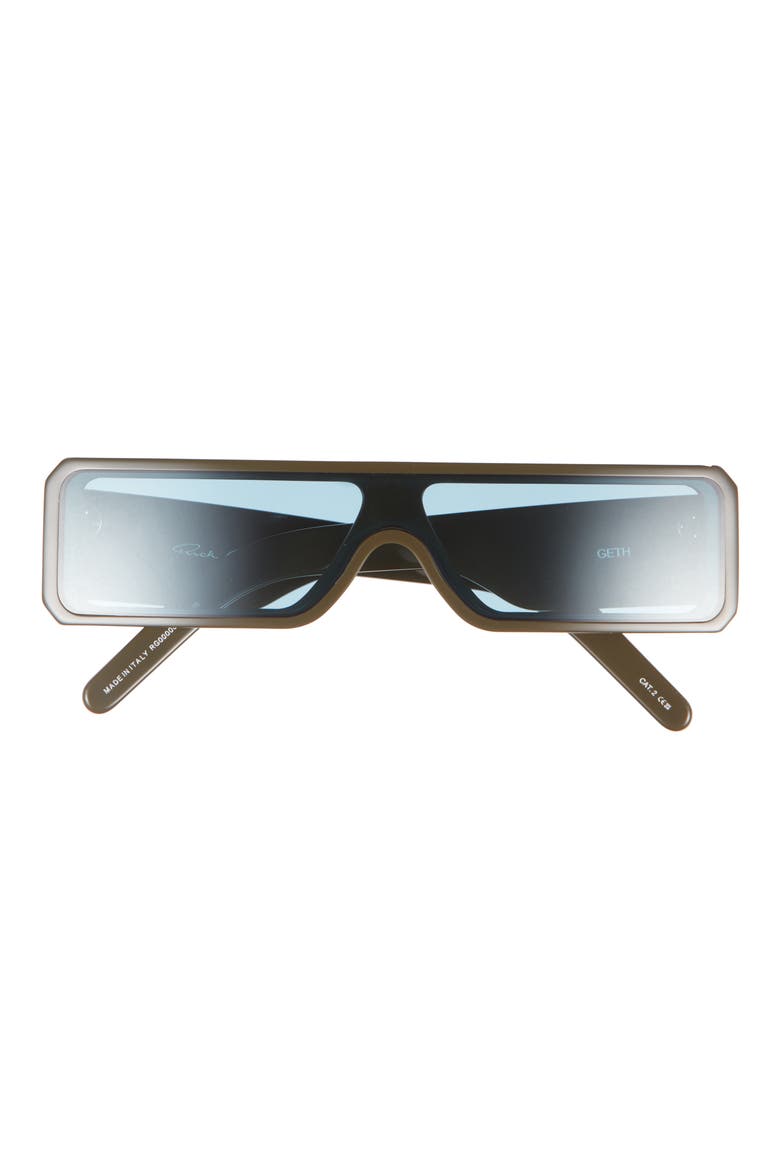 Gethshades Rectangular Shield Sunglasses, Main, color, OLIVE TEMPLE/ AMAZONITE LENS