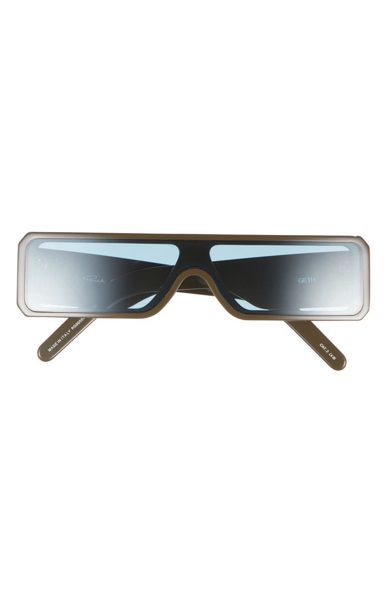 Rick Owens Gethshades Rectangular Shield Sunglasses, Main, color, Olive Temple/ Amazonite Lens