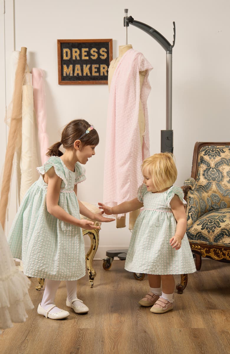 Pippa & Julie Gingham Flutter Sleeve Dress & Bloomers, Alternate, color,