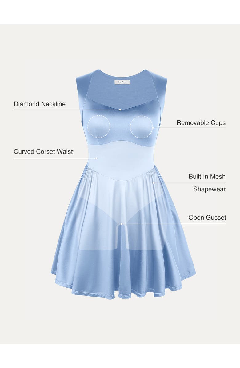 Popilush Shapewear Sweetheart Neckline Fit & Flare Mini Dress, Alternate, color, Black