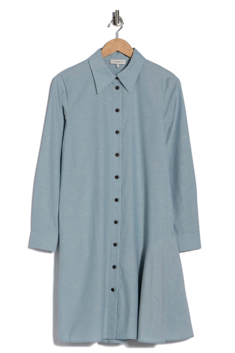 Flounce Hem Shirtdress, Alternate, color, VENETIAN SKY MELANGE
