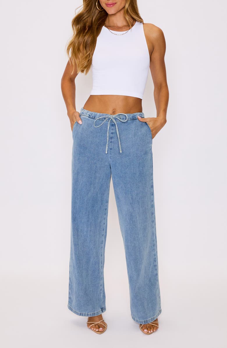 VICI Collection Sarah Drawstring Jeans, Alternate, color, Light Denim