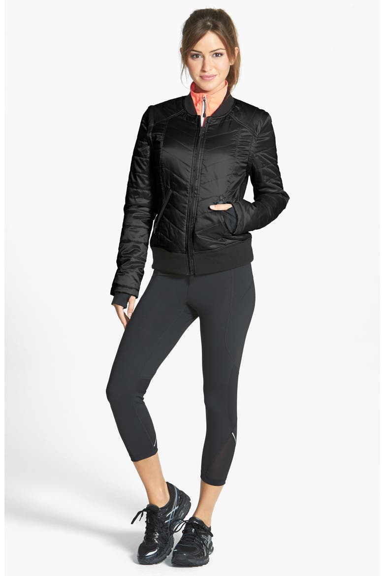 'Campera' Convertible Bomber Jacket, Alternate, color, BLACK