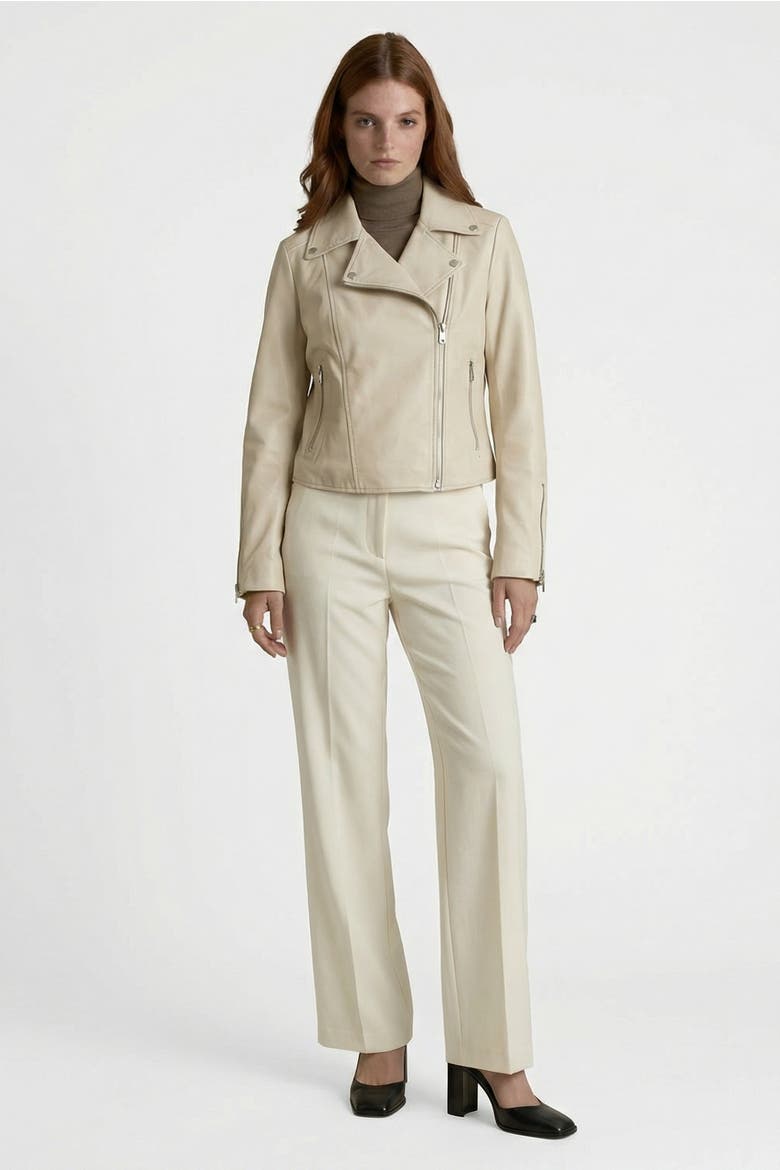 Charlotte Leather Jacket, Alternate, color, Beige
