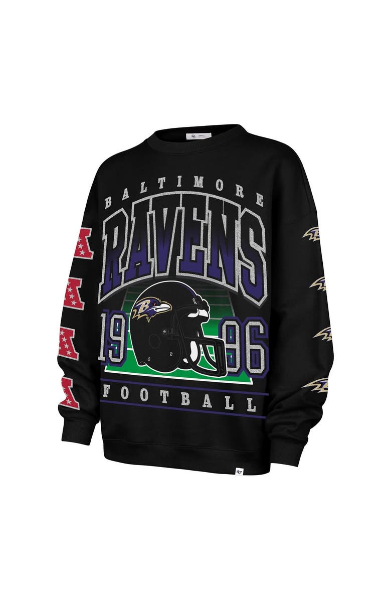 '47 Women's '47 Black Baltimore Ravens Go Big Oversized Pullover Sweatshirt, Alternate, color, Black