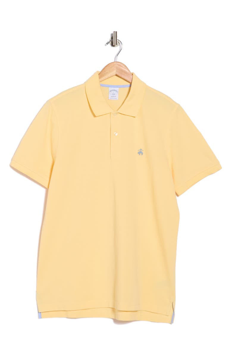 Brooks Brothers Solid Cotton Piqué Polo, Main, color, Light/ Pastel Yellow