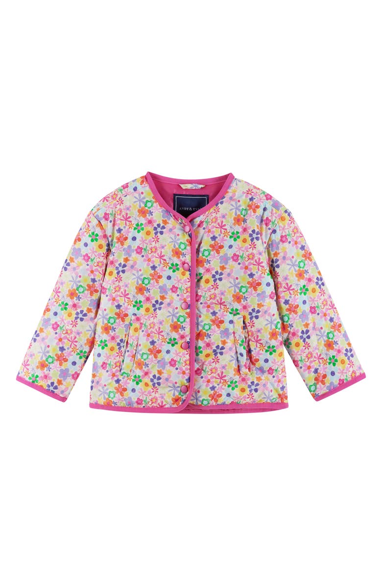 Andy & Evan Kids' Diamond Quilt Jacket, Main, color, Pink Floral